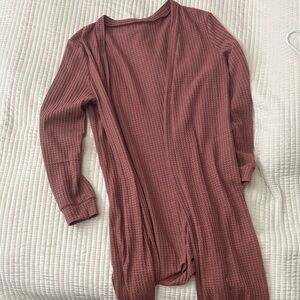 Rust Waffle Knit Cardigan